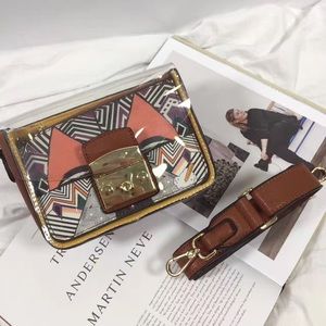 Womens Clear Purse Turn Lock Handbags